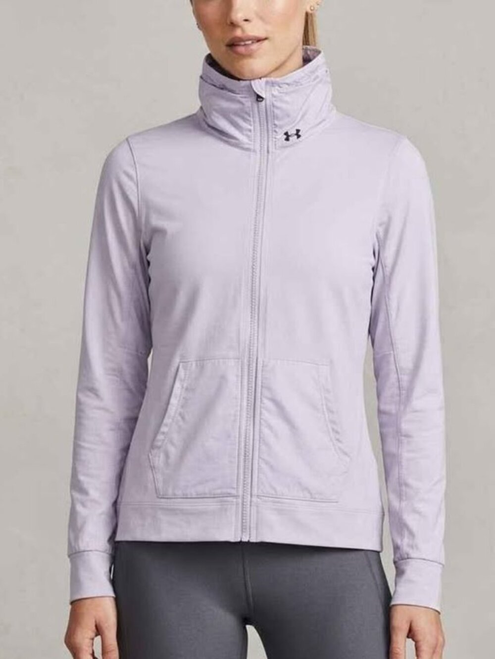 Under Armour Lilac High Funnel Neck Full Zip Jacket Lightweight Activewear, S